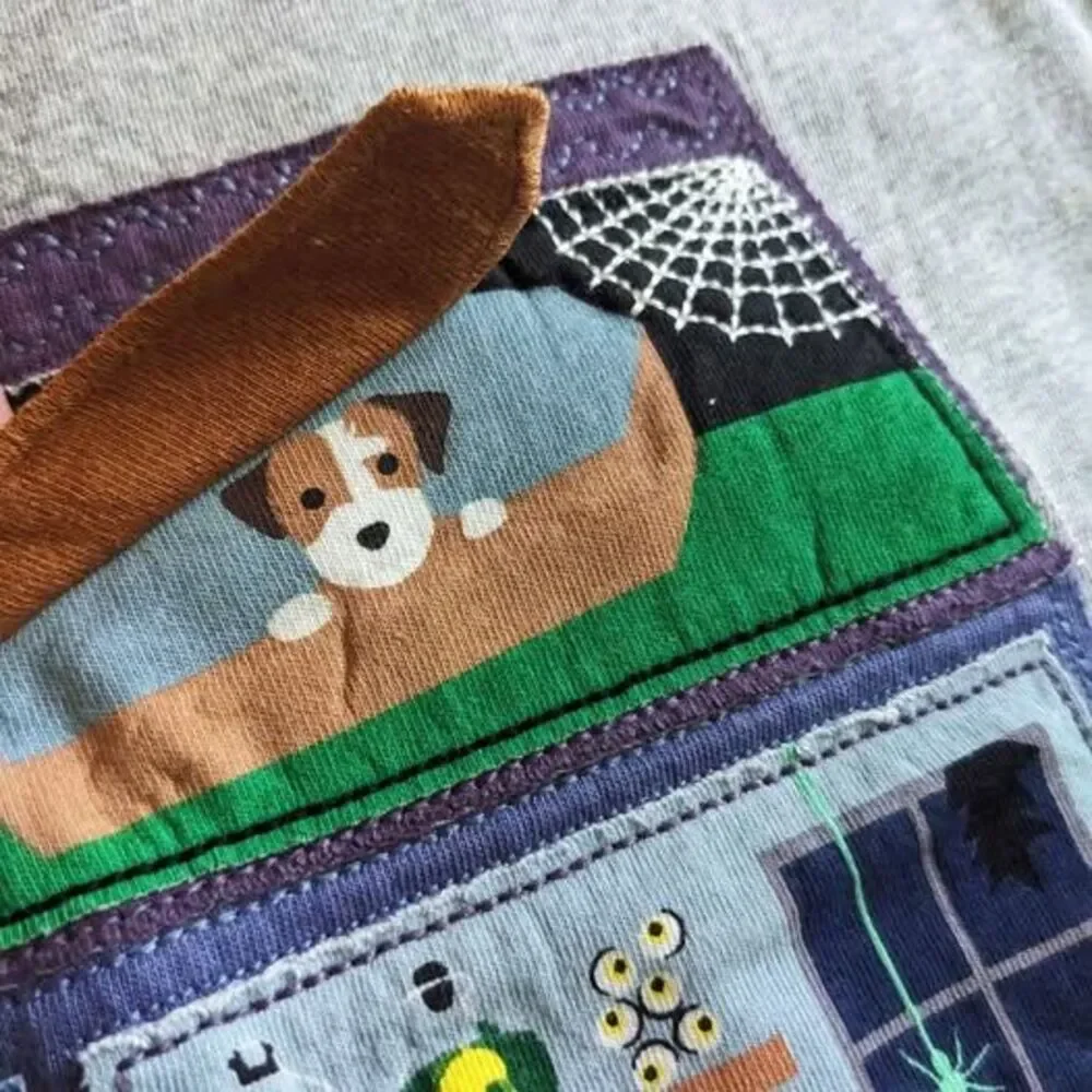Mini Boden Halloween Haunted House Shirt 11-12Y